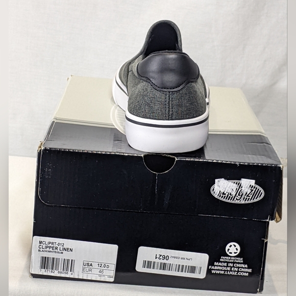 NEW Lugz Mens Clipper Sneaker Black/White Chambray - Sz 12 Elastic Gore - Picture 4 of 4